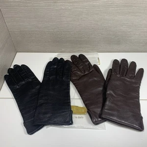 2 Paar Vintage Coach Damen M/L 7,5 Lederhandschuhe Kaschmir gefüttert weich Autofahren - Bild 1 von 8