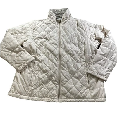 Jaqueta acolchoada quente feminina Columbia Brand zíper completo cor creme, casaco 3X nova sem etiquetas - Imagem 1 de 4