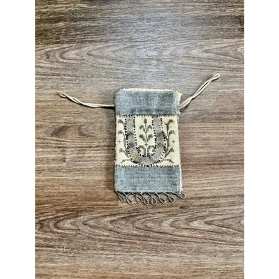 Antique 1920s Micro Beaded Grey & Beige Purse Hand Bag Drawstring Flapper AS IS - Image 1 of 4