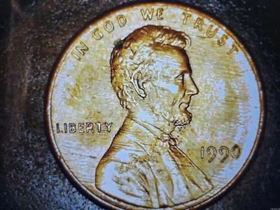 1990 Au Lincoln Mem. Cent W/Obv Plating And Finger Feeder Errs Great Eye Appeal. - Image 1 of 4