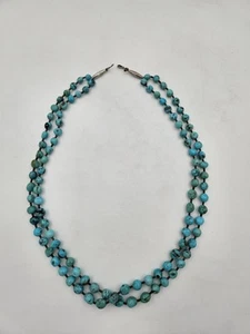 Collar Navajo Vintage Multi Hilo Turquesa Cuentas Nativo Redondo Nativo Americano - Imagen 1 de 7