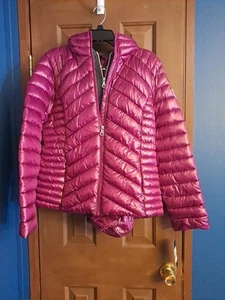 Women's Detachable Hoodie Puffer Jacket Size L. Magenta - Picture 1 of 11