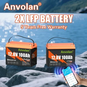 2X Batería 100Ah 12V LiFePO4 Batería Litio Batería Con Bluetooth Trolling Motor - Imagen 1 de 13