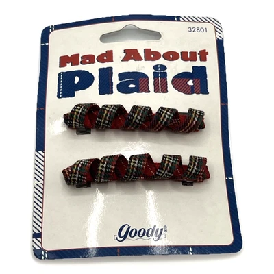 Goody Mad About Plaid 2 Hair Barrettes NOS 32801 Vintage 1990s - Image 1 of 3