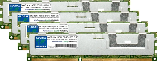 64GB (4x16GB) DDR3 1066MHz PC3-8500 ECC REG MAC PRO (2009-MID 2010-MID 2012) RAM - Image 1 of 1