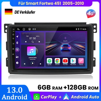6+128GB Carplay V1PRO Autoradio GPS NAVI BT DAB+ Für Smart Fortwo 451 2005-2010 - Bild 1 von 4