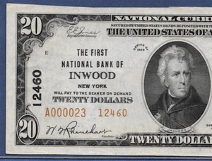 NY 1929  $20 TYPE-2  ♚♚INWOOD,NEW YORK♚♚ PCGS ABOUT NEW 53 PPQ  BEST KNOWN!! - Picture 1 of 3