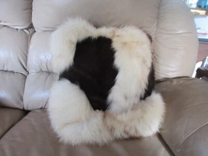 handmade 1 real mink & fox fur white brown pillows pillow cushion 15 " in BY 15" - Picture 1 of 6