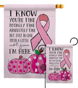 Pink Im Here Garden Flag Support Awareness Decorative Gift Yard House Banner - Picture 1 of 19