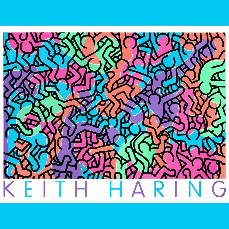 Cartel serigrafía litografía arte vintage sin título Keith Haring 1985 años 90 Foto 1 de 4