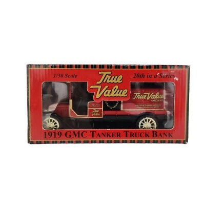 Vtg ERTL 1/30 Scale True Value Hardware Die Cast 1919 GMC Tanker Truck Coin Bank - Image 1 of 4
