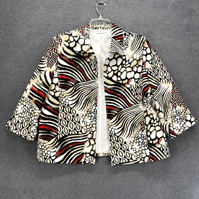 Alfred Dunner Jacket Womens Plus 20 Black Red Blazer Open Front 3/4 Sleeve - Image 1 of 4