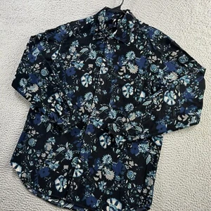 Z Zegna Sport Shirt Mens XL Black Pinwhale Corduroy Paisley Button Up - Picture 1 of 12