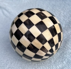 Mackenzie Style Farmhouse Courtly Check Black White/ Ivory Decorative Ball - Picture 1 of 13