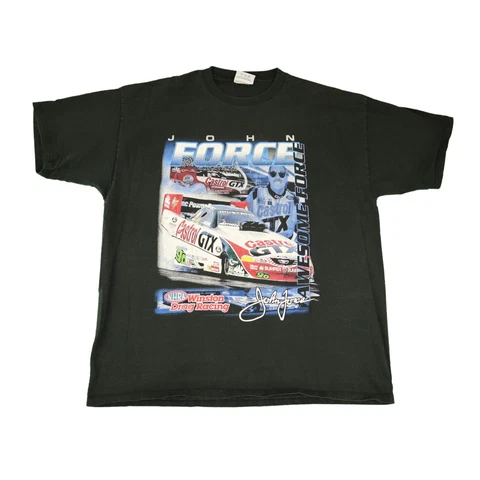 Vintage 2000 John Force NHRA Funny Car Drag Racing shirt Cover