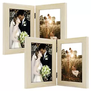 2-Pack 5x7 Double Picture Frame Vertical Hinged 2 Opening Folding Family Collage - Picture 1 of 7