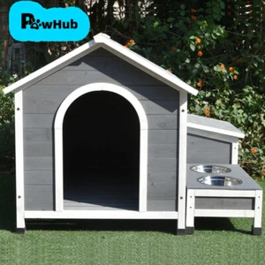 PawHub Large Dog House Kennel Pet Timber Wooden Stainless Steel Bowls Storage Bo - Picture 1 of 8