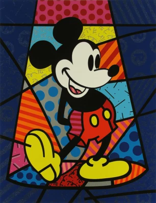 Romero Britto Spotlight Mickey Mouse Hand Signed Serigraph glitter embellished ✨ - Image 1 of 4