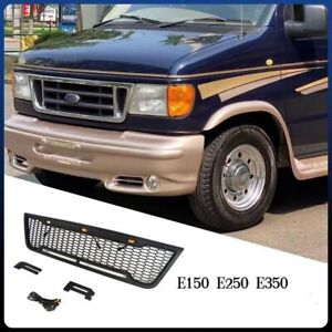 Front Grille Black Grille Fit For FORD E150 E250 E350 2003-2007 WITH LIGHT BAR