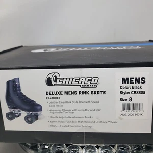 Chicago Roller Skates Deluxe Leather CRS805 Rink Skate Mens Sz 8 Black Brand New - Picture 1 of 10