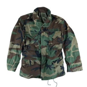 US Army Jacket M65 M81 Camouflage Vintage 80s Woodland CW Field Coat Small Short - Picture 1 of 9