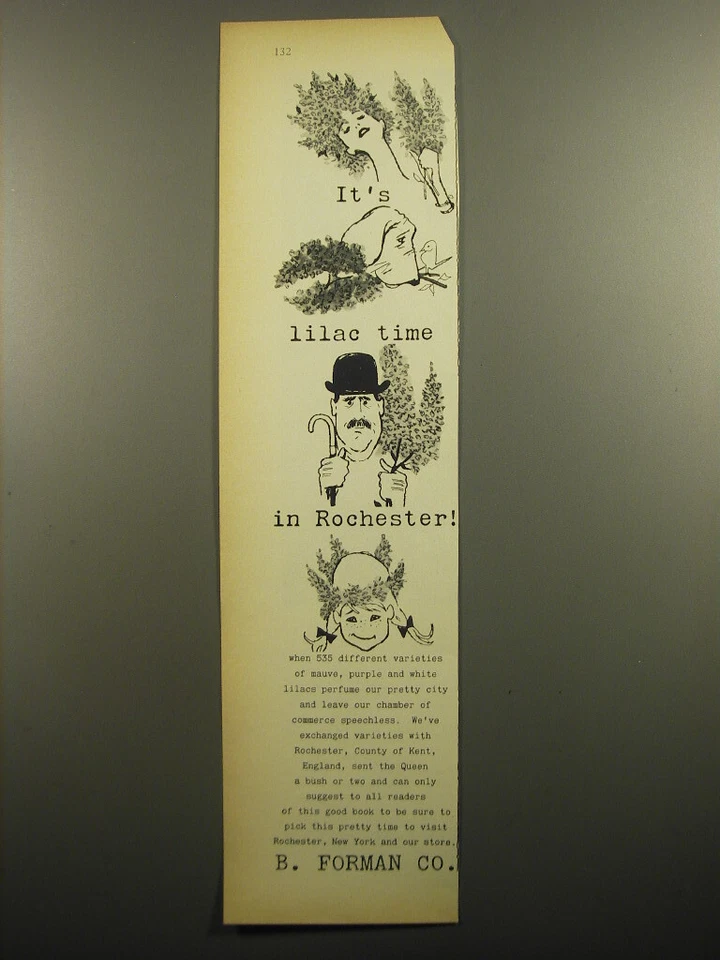 Anuncio 1960 B. Forman Co. - Es hora lila en Rochester Foto 1 de 1