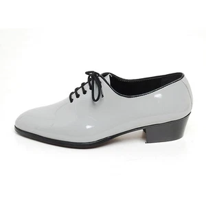 Zapatos de vestir para hombre gris brillante punta lisa con cordones hechos a mano tacones de 1,77 - Imagen 1 de 1