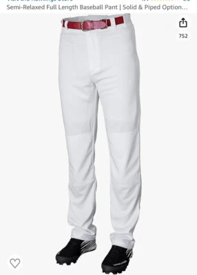 Pantalón de béisbol Rawlings Youth calce semi-relajado, blanco talla S Foto 1 de 4