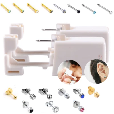 Disposable Nose Ear Piercing Unit Earring Gun Kit DIY Home Piercer Pierce Stud - Image 1 of 4