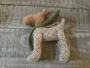 Soft Moose With Green Scarf Ornament - Picture 1 of 2