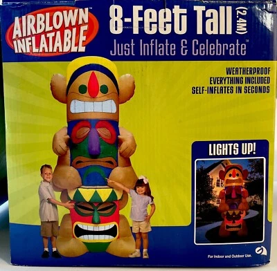 GEMMY Inflatable Lighted Totem Pole Tiki Luau Party Summer Huge Decoration 8 FT - Image 1 of 4