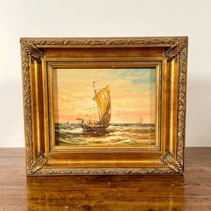 Ancien Tableau Marine Voilier Signé FOURNIER Huile sur Bois Années 1920 - Imagen 1 de 7