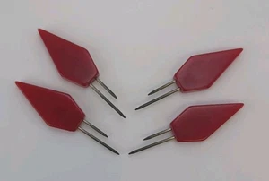 4 Vintage Atomic Red Bakelite Corn on the Cob Holders Knobs  - Picture 1 of 3