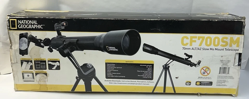 National Geographic CF700SM Carbon Fiber, Slow Motion Mount, 70mm Lens Telescope - Image 1 of 4