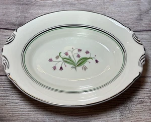 Coralbel Old Avorio Siracusa Cina Fiore Ovale Servizio Verdure Ciotola Verde Rosa - Foto 1 di 8