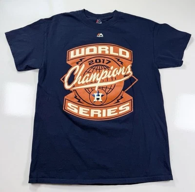 Houston Astros 2017 World Series Champions T-Shirt – Majestic MLB BLUE MEDIUM - Image 1 of 4