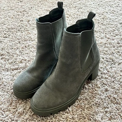 Espléndidas botas de cuero de gamuza verde Melisa para mujer talla 8 plataforma tacones gruesos Foto 1 de 4