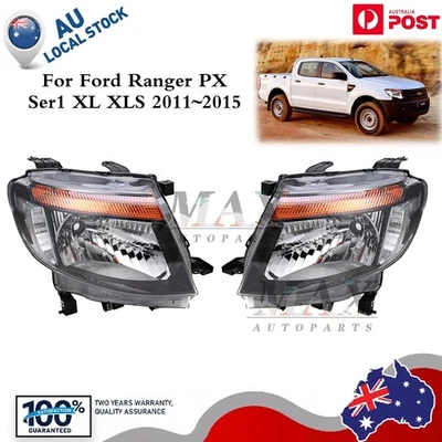 For Ford Ranger PX 11~15 XL XLS Wildtrak Pair Head Light L&R Front Lamp AU Stock - image 1 of 4