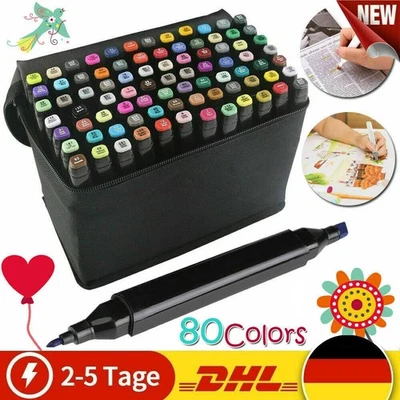 80 Farben Marker Stifte Grafitti Farbige Twin Tip Textmarker Studenten Manga - Bild 1 von 4