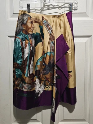 Ralph Lauren Indian Polo Country Silk Wrap Skirt Southwestern Tribal Aztec Sz: 6 - Image 1 of 4