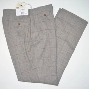 Pantalones de vestir TAYION calce clásico gris elástico a cuadros frente plano talla 32 x 32 nuevos con etiquetas - Imagen 1 de 3