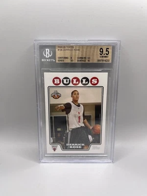 Tarjeta de novato Derrick Rose 2008-09 Topps baloncesto #196 BGS 9,5 gema como nueva Foto 1 de 2
