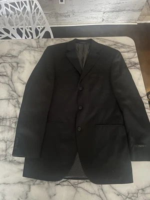 J. Ferrar Sz 38L Steel Black Cotton Polyester Lined Blazer Sport Coat Jacket - Image 1 of 4