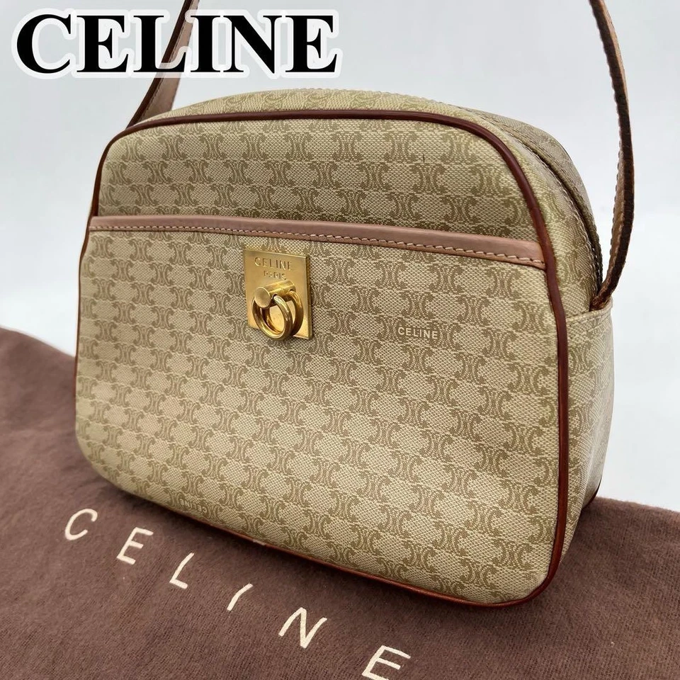 CELINE Macadam Pattern Gancini Crossbody Shoulder Bag White PVC Authentic - Image 1 of 4