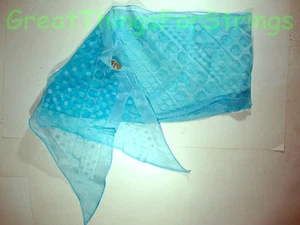 NEW Sheer Aqua Polkadot Summer Scarf Scarve Wrap Long Made in Japan Head Neck - Picture 1 of 1