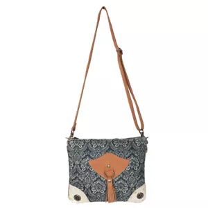 OH Ohlay Bags OHV219 Cross Body Ii Upcycled Tela Capelli-On Vera Pelle - Foto 1 di 1