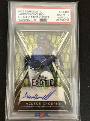 2023 Leaf Exotic Jackson Chourio RC Alligator Scope Auto 3/5  PSA 8 Auto 10 - Image 1 of 2