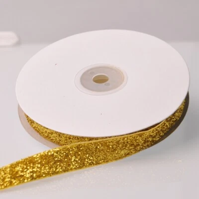 Cinta de terciopelo flocado brillante 10 yardas 3/8" (10 mm) 5/8" (15 mm) decoración Foto 1 de 4