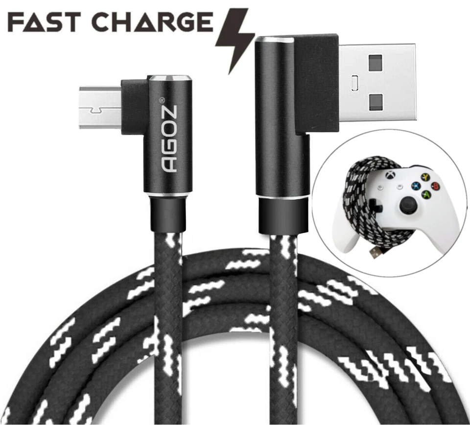 Cable Micro USB Forma L 90 Grados para Xbox One, One X, One S Controller - 4,6,10 ft Foto 1 de 4