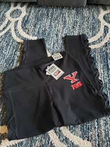 PINK VICTORIA'S SECRET Youngstown State University MESH LACE UP LEGGING SZ LARGE - Picture 1 of 2